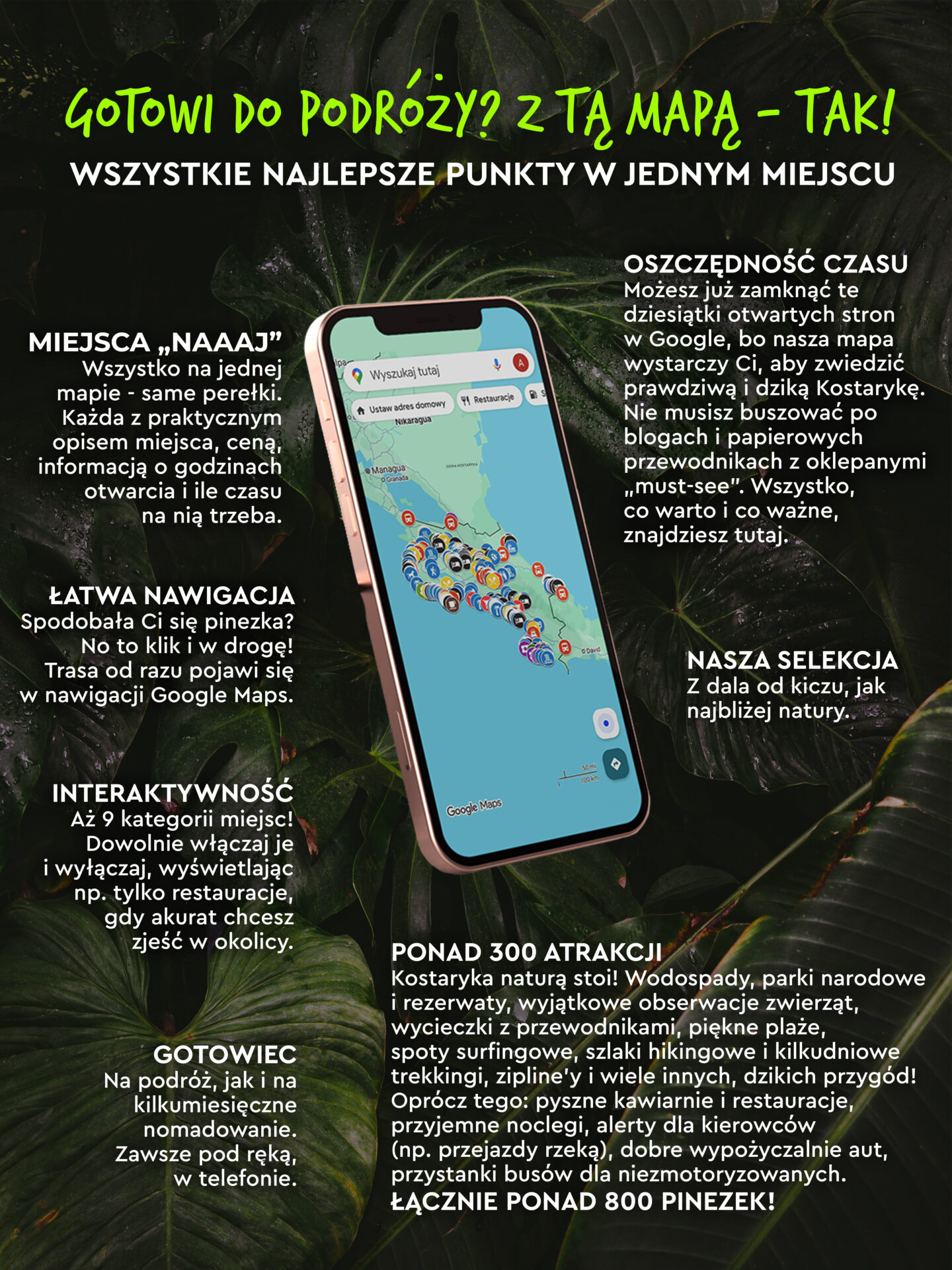 Mapa-przewodnik atrakcji – Kostaryka - obrazek 2